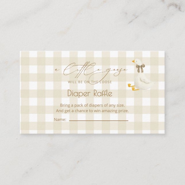 Beige Gingham Little Goose Windel-Raffle  Begleitkarte (Vorderseite)