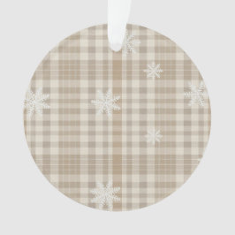 Beige Gingham Snowflake Ornament – Neutral Rustic