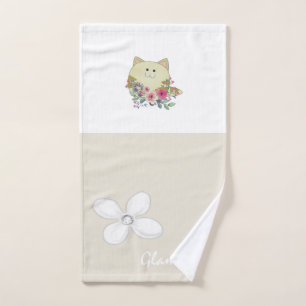 Beige Glamour Katze Blumenkohl Badetücher Set
