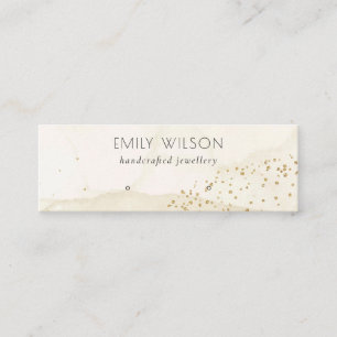 Beige Glitzer Watercolor Gold Stuck Earring Displa Mini Visitenkarte