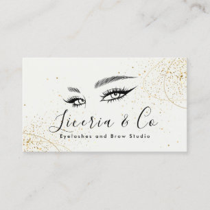 Beige Gold Aesthetic Lash and Brow Studio Business Visitenkarte