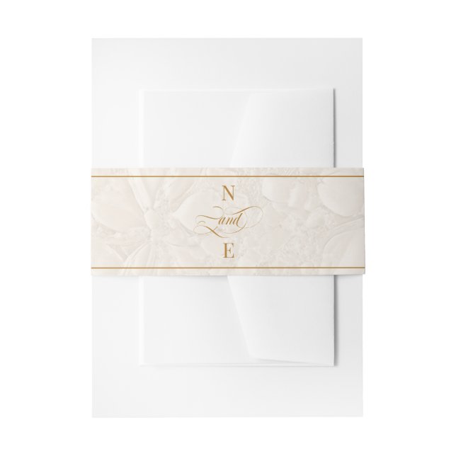 Beige & Gold Calligrafy Wedding Einladungsbanderole (Vorderseite Beispiel)