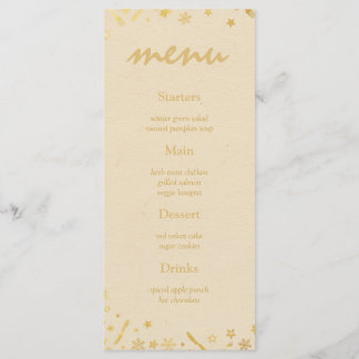 Beige Gold Christmas Party Menu with Fine Accents Menükarte
