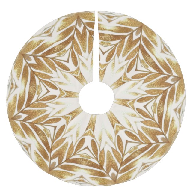 Beige Gold Decorative Weihnachtsbaumrock Polyester Weihnachtsbaumdecke (Vorderseite)