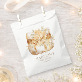 Beige & Gold Diaper Illustration Kinderdusche Geschenktütchen