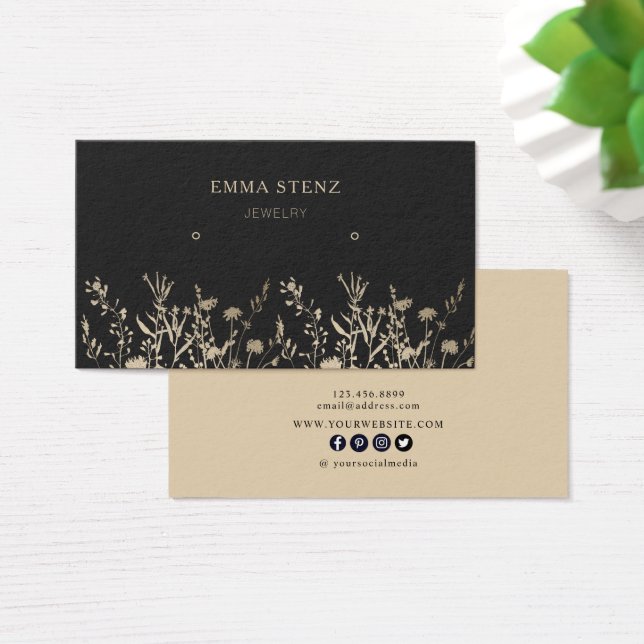 Beige Gold Earthy Floral Earring Hoops Display (Schreibtisch)