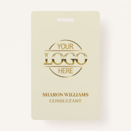 Beige Gold Employee ID with Custom Business Logo Ausweis