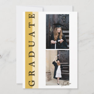 Beige Gold Linear Abschluss Announcement Card Einladung