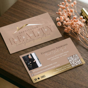Beige Gold Luxus-Haus Immobilienmakler Foto Visitenkarte
