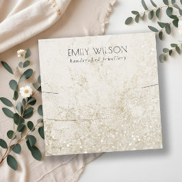 Beige Gold Marmor Glitzer Necklace Band Template Quadratische Visitenkarte