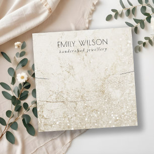 Beige Gold Marmor Glitzer Necklace Band Template Quadratische Visitenkarte