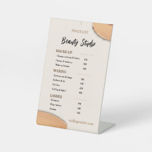 Beige Gold Minimal Ästhetik Salon Preisliste Sockelschild