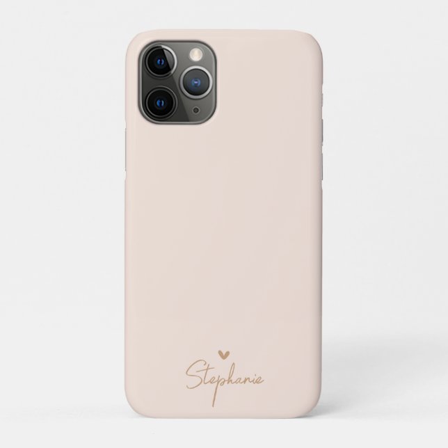 Beige Gold Minimal Herz Personalisiert Geschenknam Case-Mate iPhone Hülle (Rückseite)