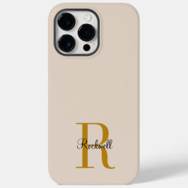 Beige Gold Monogram Name Initial Case-Mate iPhone 14 Pro Max Hülle