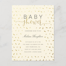 Beige & Gold Sprinkle Gender Neutral Baby Dusche Einladungspostkarte