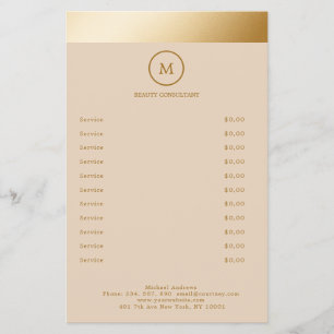 Beige Gold Streifen Monogramm Kreis Flyer
