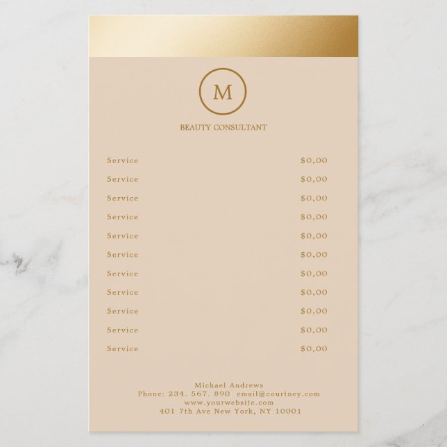 Beige Gold Stripe Monogramm Circle Flyer (Vorne)