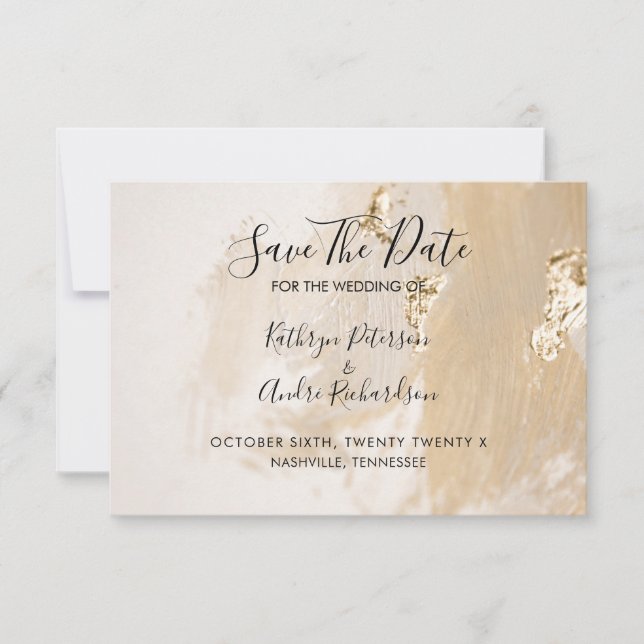 Beige Gold Watercolor Save the Date Einladung (Vorderseite)