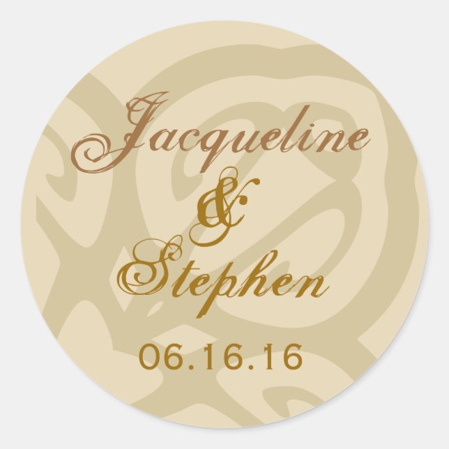 BEIGE & GOLD Wedding Envelope Sticker (Vorderseite)