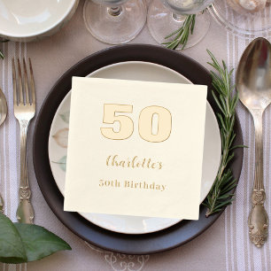 Beige goldene Bezeichnung elegante Geburtstagspart Servietten Mit Folie