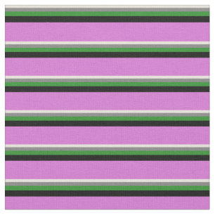 Beige, Grau, Forest Green, Black und Orchid Stoff