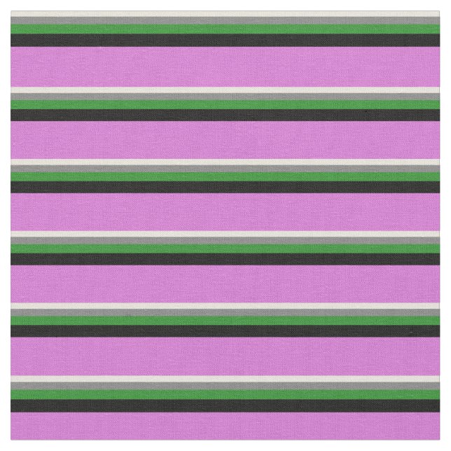 Beige, Grau, Forest Green, Black und Orchid Stoff (Nahaufnahme)