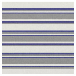 Beige, Grau und Midnight Blue Lines Stoff