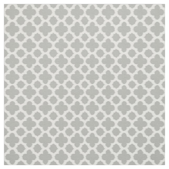 Beige Grau Weiße Kat Quatrefolienmuster Stoff (Muster)