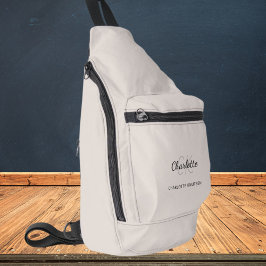 Beige graue Monogramm-Initialnamen Crossbody Bag