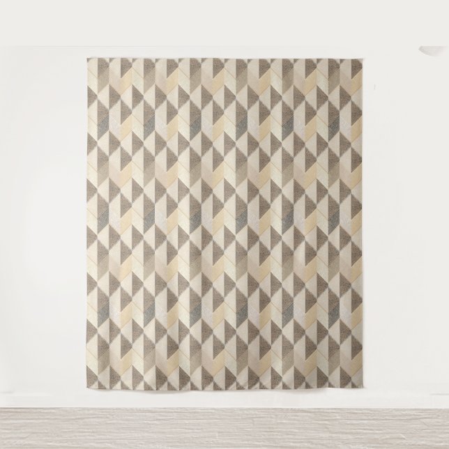 Beige, graue rhombische Muster. Wandteppich (Vorderseite)