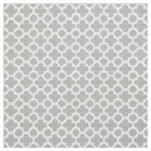 Beige graue weiße Ikat Quatrefolienmuster Stoff