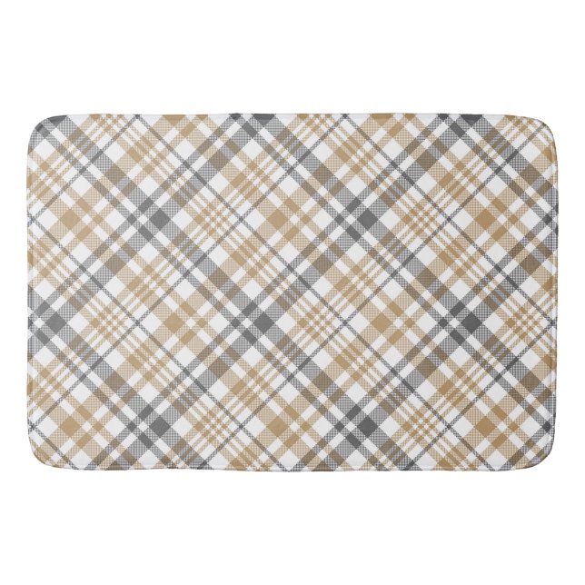 Beige-graues Karomuster  Badematte (Vorderseite)