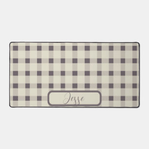 Beige Gray Gingham Pattern Schreibtischunterlage
