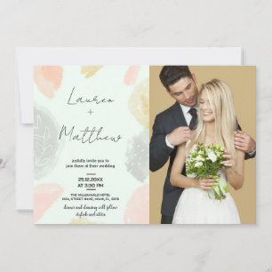 Beige Gray Hochzeit Einladungen mit Foto