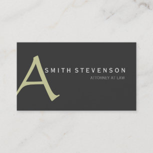 Beige Gray Monogram Attorney Business Card Visitenkarte