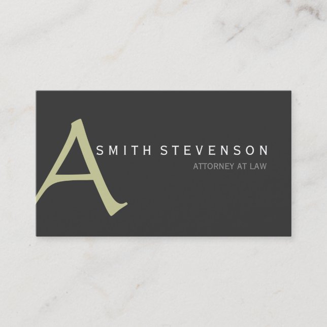 Beige Gray Monogram Attorney Business Card Visitenkarte (Vorderseite)