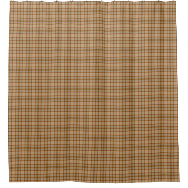 Beige Gray Red Tartan Rustic Shower Curtain Duschvorhang (Vorderseite)