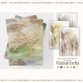 Beige Green Gray Abstract  Collage  Geschenkpapier Set