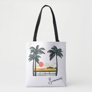 Beige Green Summer Beach Totbeutel
