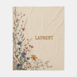 Beige Grenze Rustikale Boho Wildblume Aquarell Fleecedecke
