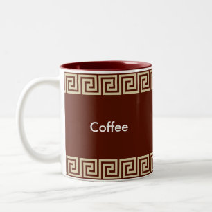 Beige griechische Muster auf braunem Rot Zweifarbige Tasse
