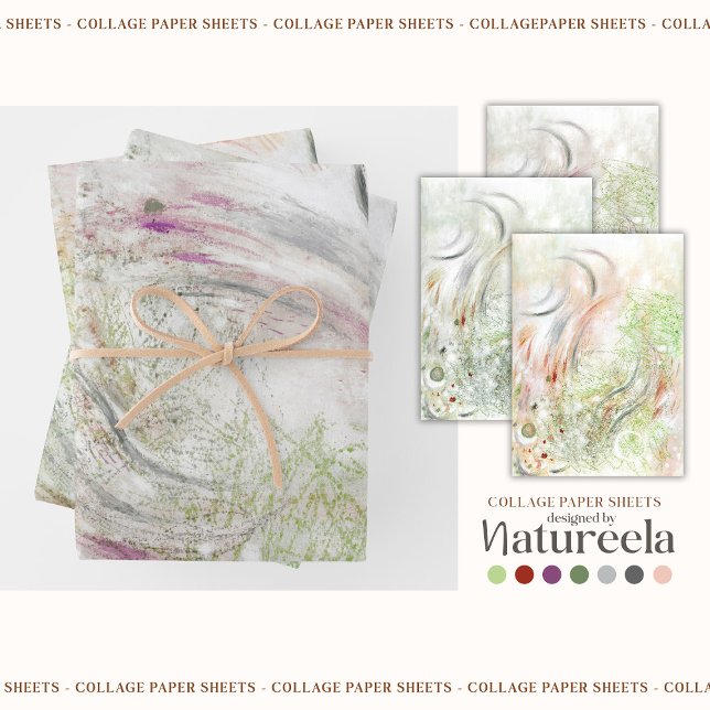 Beige Grün Grau Abstrakte Collage  Geschenkpapier Set (Von Creator hochgeladen)