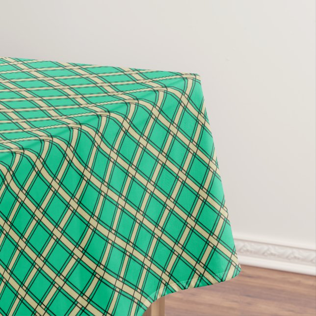 Beige grüne, karierte Muster Tischdecke (Beispiel)