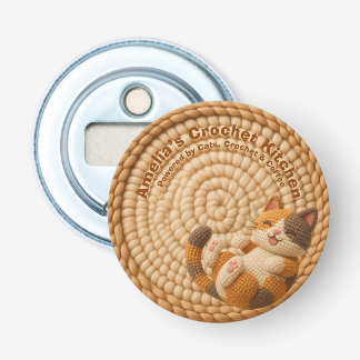 Beige Häkelnde Katzenmutter Individueller Name Küc Flaschenöffner