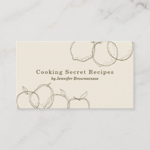 Beige handgezeichnete Obstskizze Bäckerei Rezept Visitenkarte