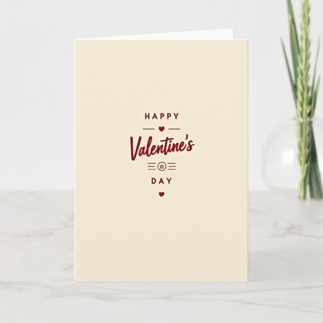 Beige Happy Valentines Day Card Karte (Vorderseite)