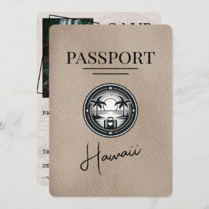 Beige Hawaii Passport Save the Date