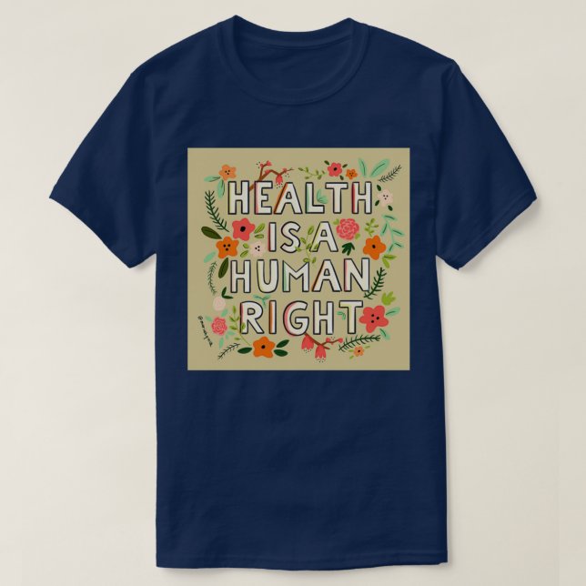 Beige Health ist ein Blumendruck auf der rechten S T-Shirt (Design vorne)