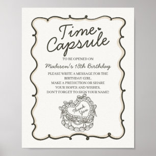 Beige Heart Coquette Cake Birthday Time Kapsel Poster