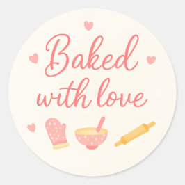 Beige Hearts Baking Thank You Sticker